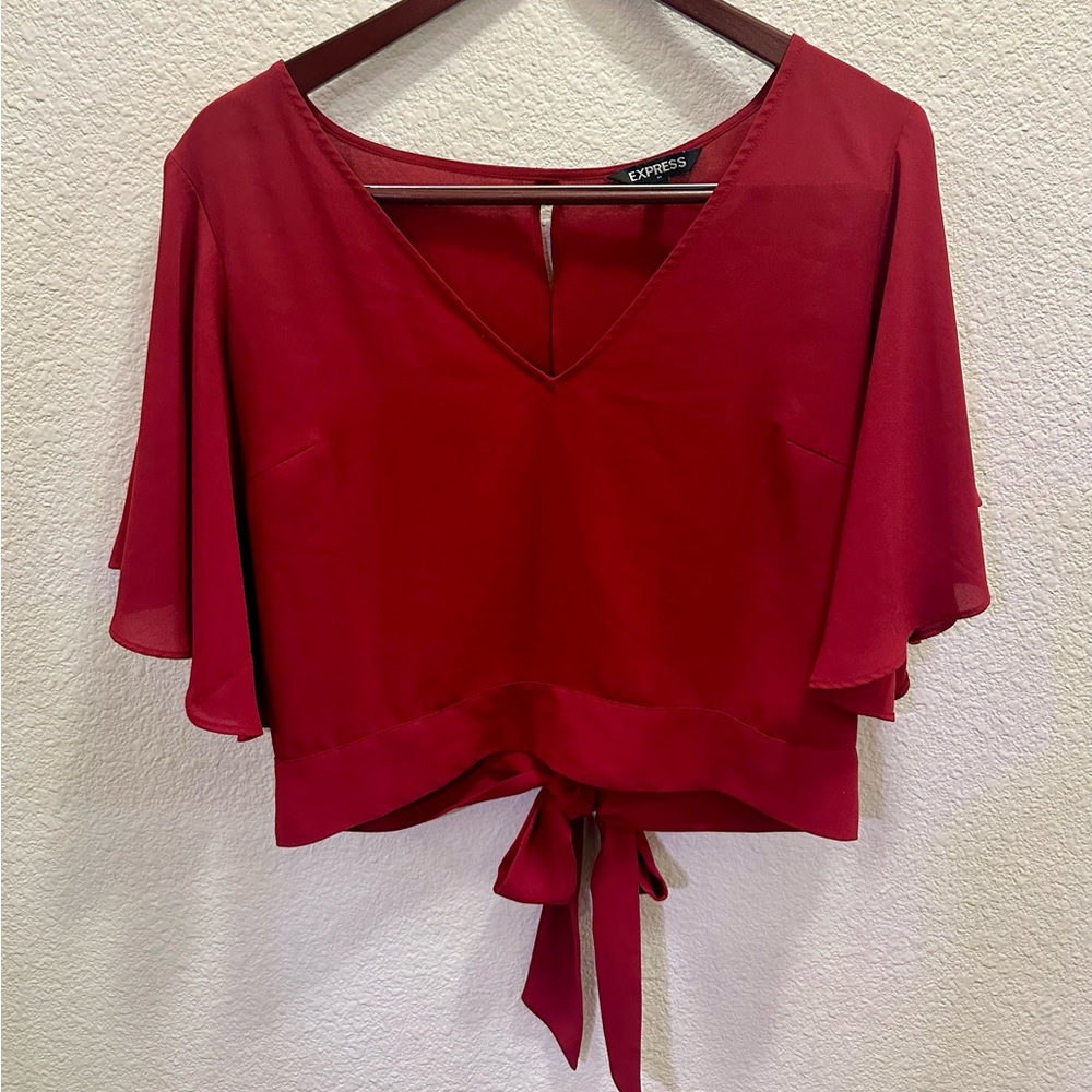 Express Red Open Back Crop Top